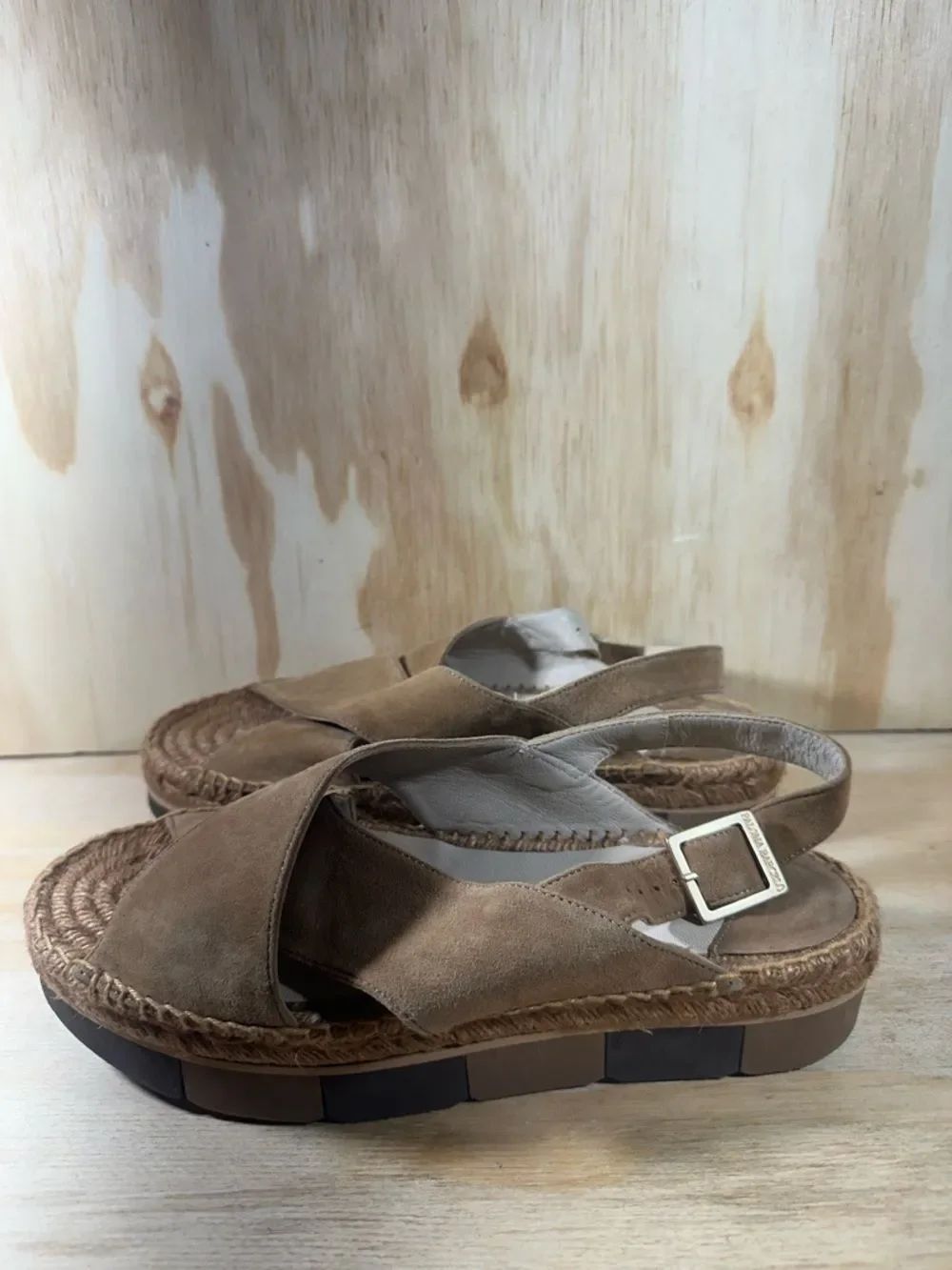 Paloma Barcelo Tan Suede Espadrille Slingback Sandals Size 8.5